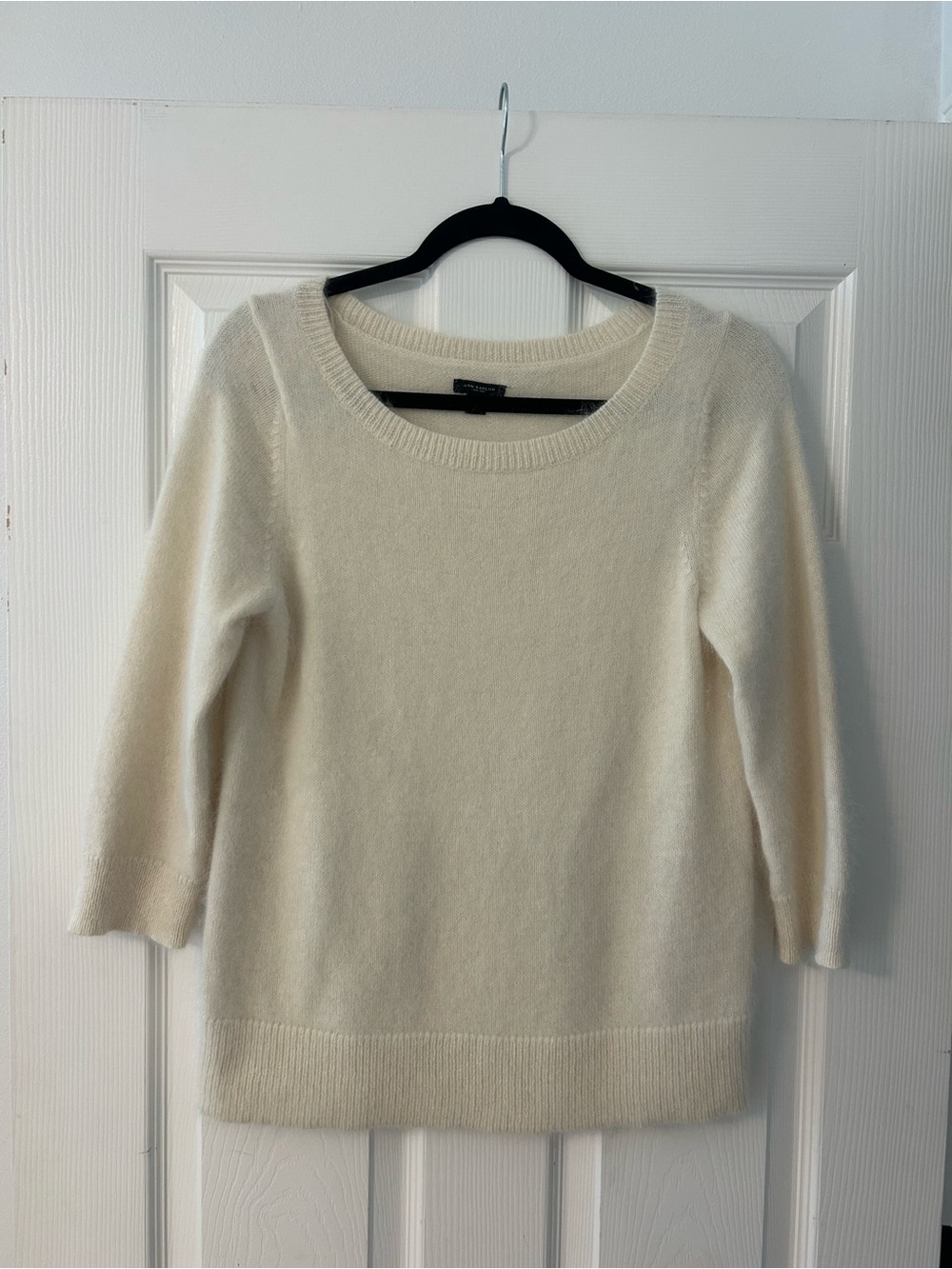 Ann Taylor Cream Scoop Neck Sweater